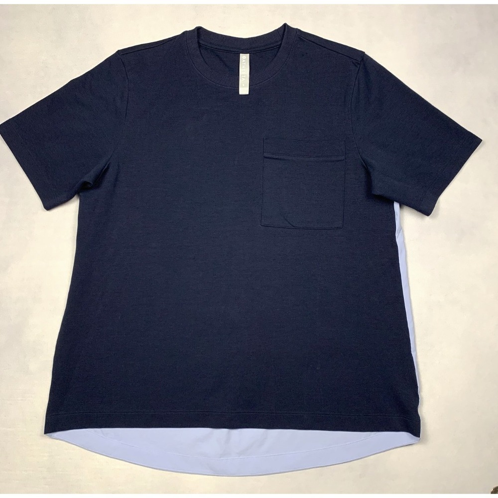 Athleta‎ Gallery Tee Womens Small Navy Blue Colorblock Water Resistant 510284 S